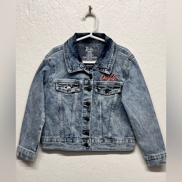 𝅺GIRLS Barbie Denim Jean Jacket S - Picture 1 of 7